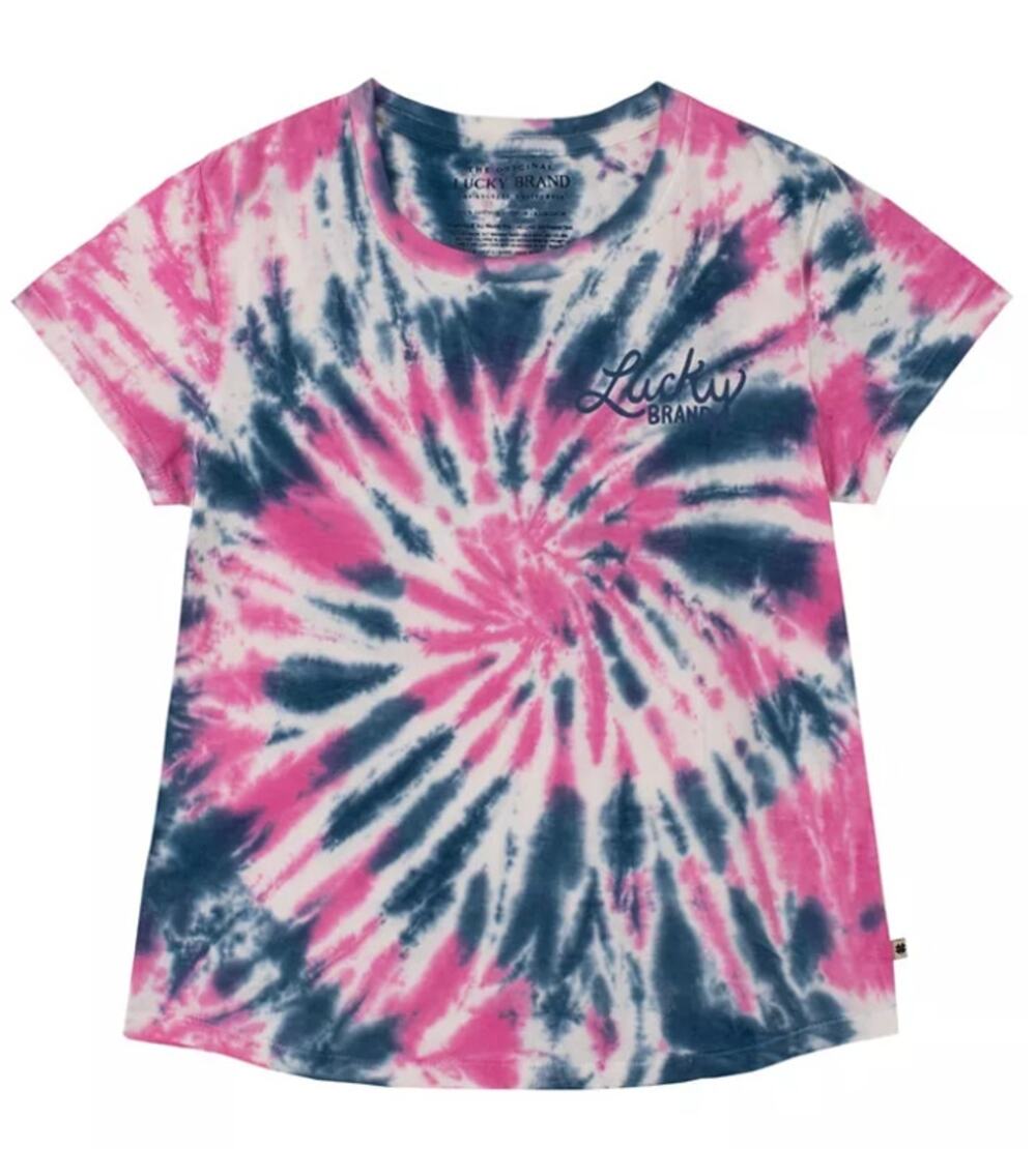 Lucky Brand Pink Blue Tie Dye Tee Girls Size 7 Retro Summer